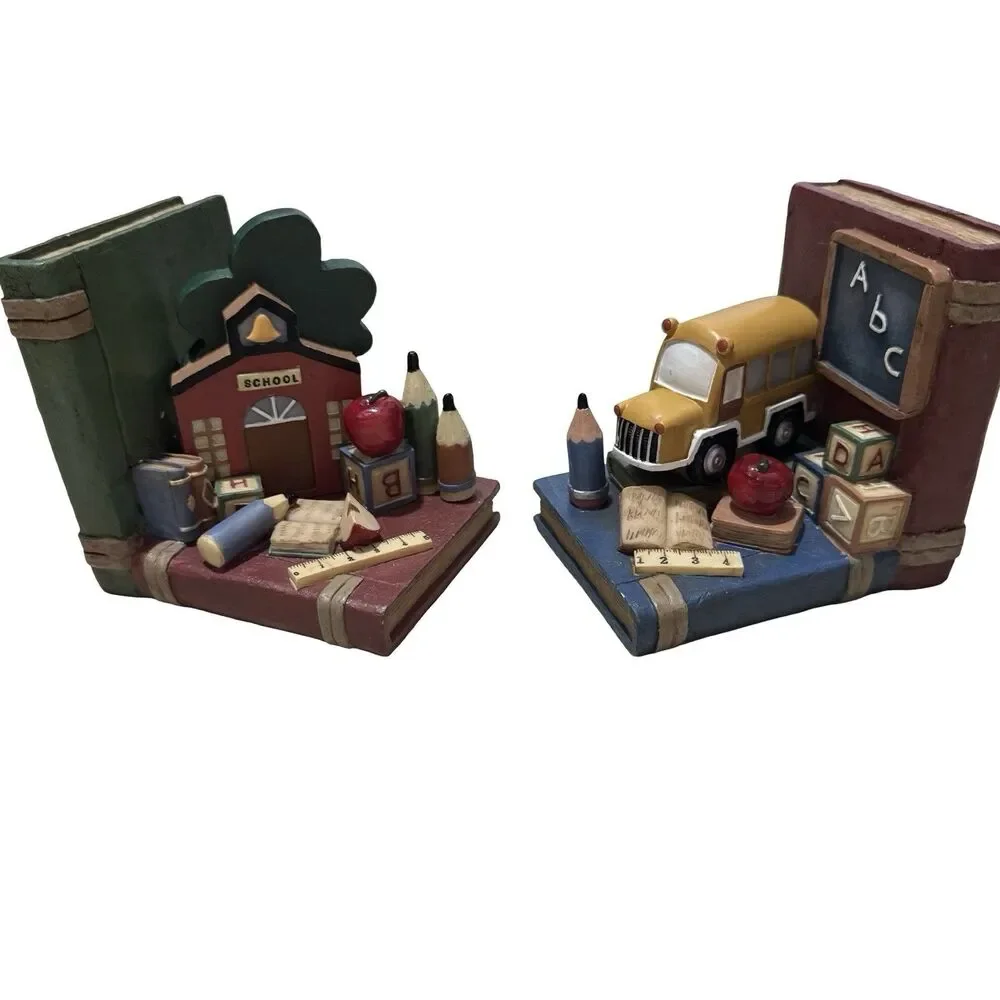TEACHER‎ ABC SCHOOL HOUSE & BUS CHILDREN'S BOOK ENDS